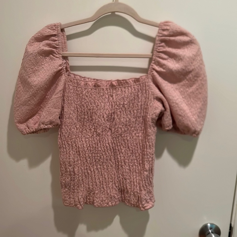 Mango Square neck puff sleeve top